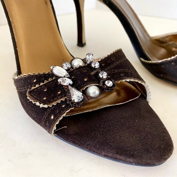 NWOT — Y2k Rampage Pattie Chocolate Brown Pumps w / d'Orsay heel Size 10 - Picture 7 of 13